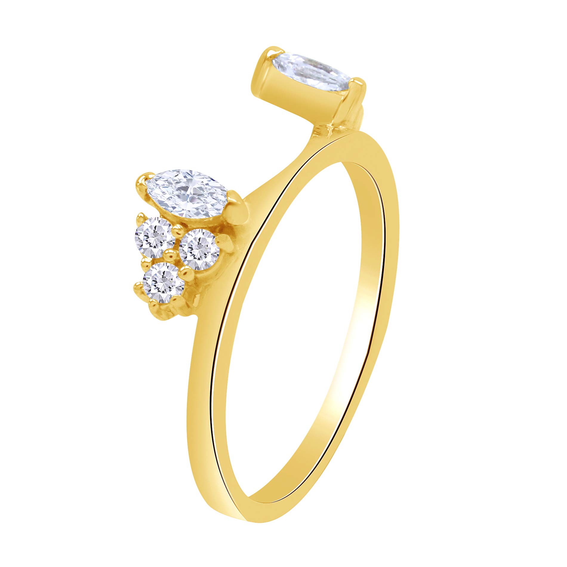 10k Gold Marquise & Round White Cubic Zirconia Wrap Enhancer Guard Ring - Elegant Stackable Jewelry for Weddings, Anniversaries & Special Occasions
