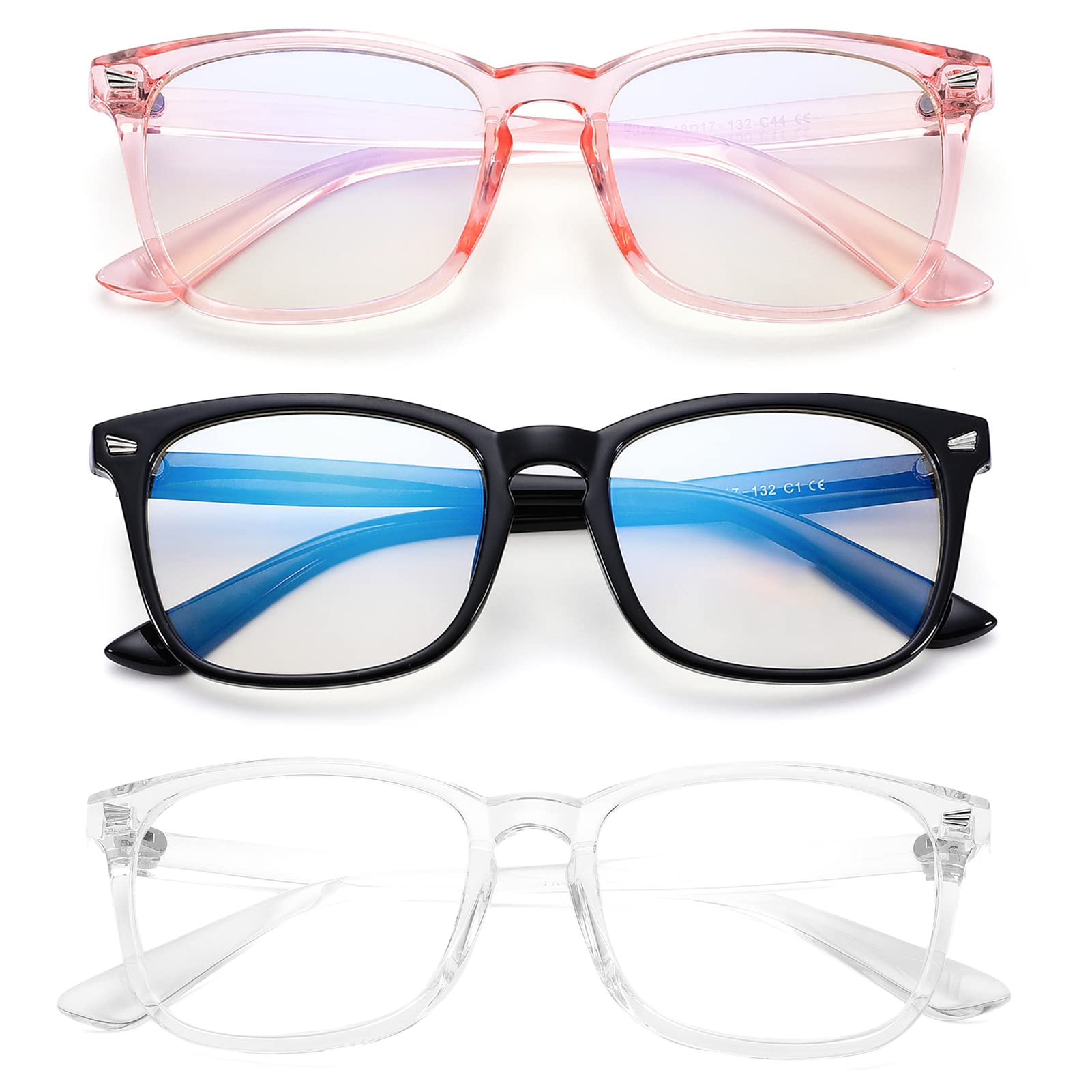 COASION Blue Light Blocking Glasses for Kids Age 3-12 - 3 Pack Computer Gaming Glasses for Girls & Boys - UV Protection Anti Eyestrain Glasses for Online Classes, Video Games & Screen Time