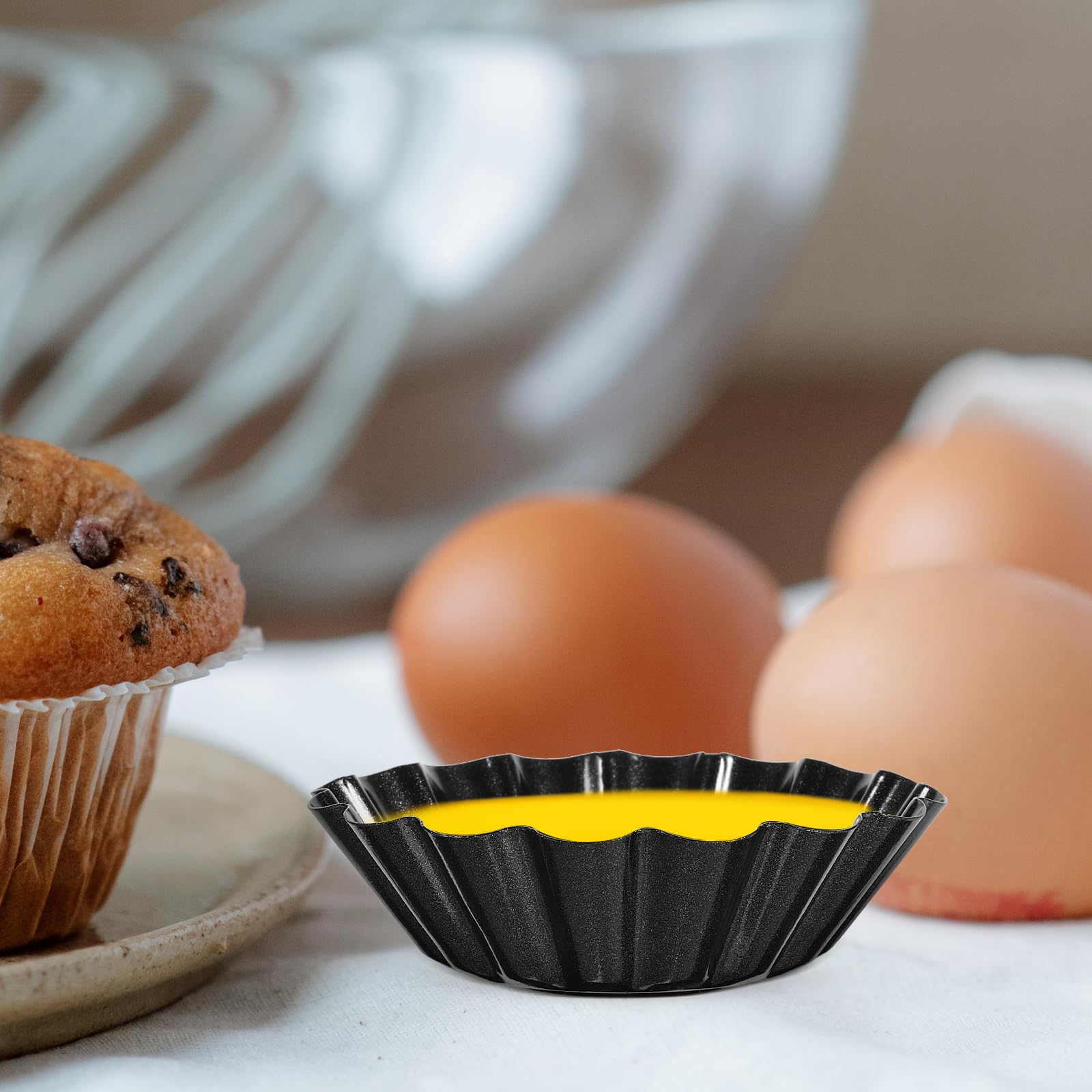 12-Piece Mini Egg Tart Molds Set - 2 Inch Baking Tart Shells for Kutsinta, Fruit Tarts, Cupcakes & Cookies | Perfect for Home Baking, Dessert Parties & Gift Giving