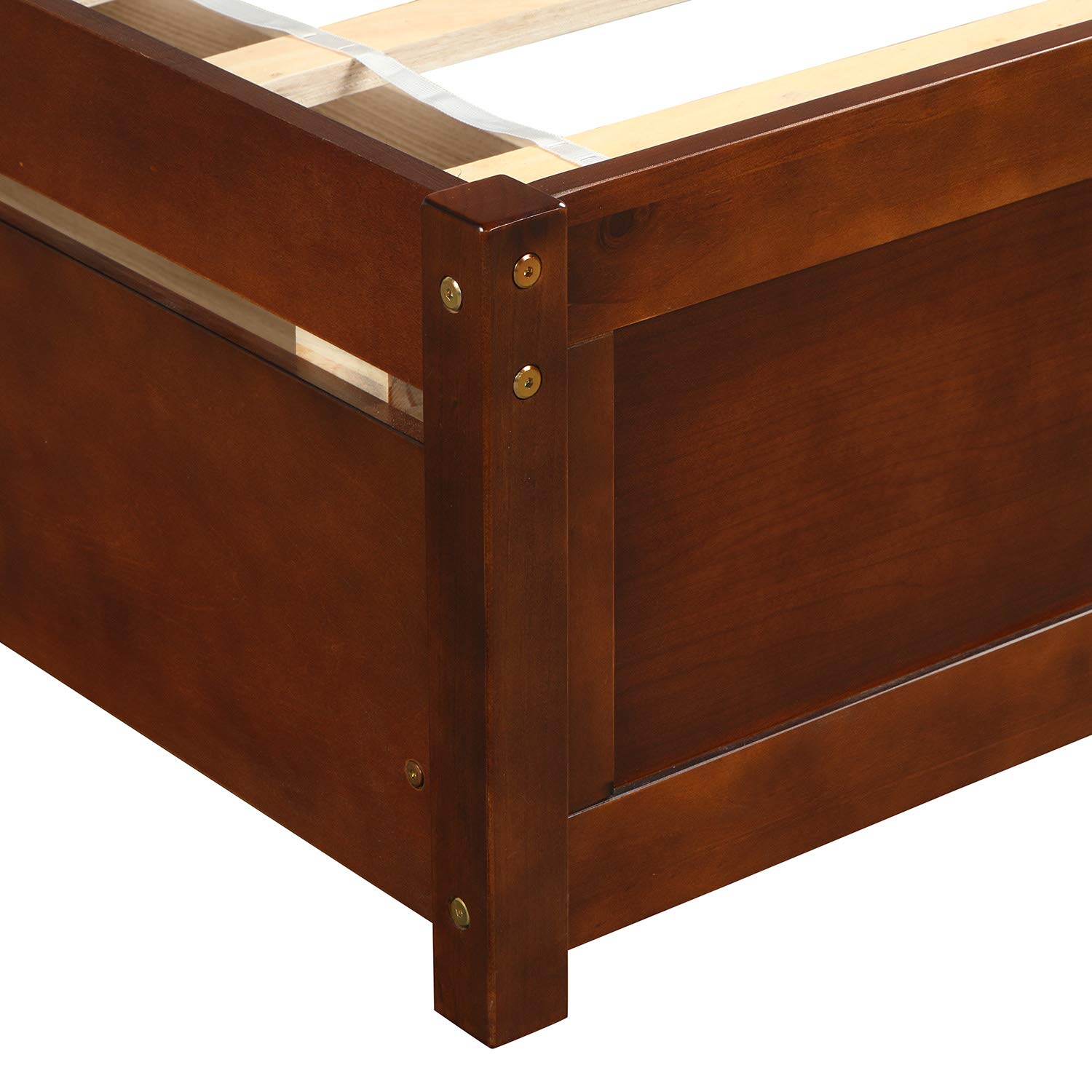 Solid Wood Twin Platform Storage Bed with Headboard & 2 Drawers - Walnut Finish | Space-Saving Bed Frame for Small Bedrooms, Guest Rooms & Dorm Rooms
