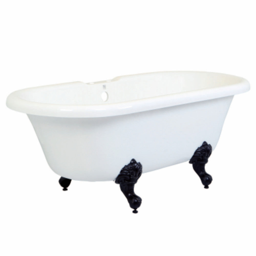 67 Inch Acrylic Double Ended Clawfoot Bathtub with 7