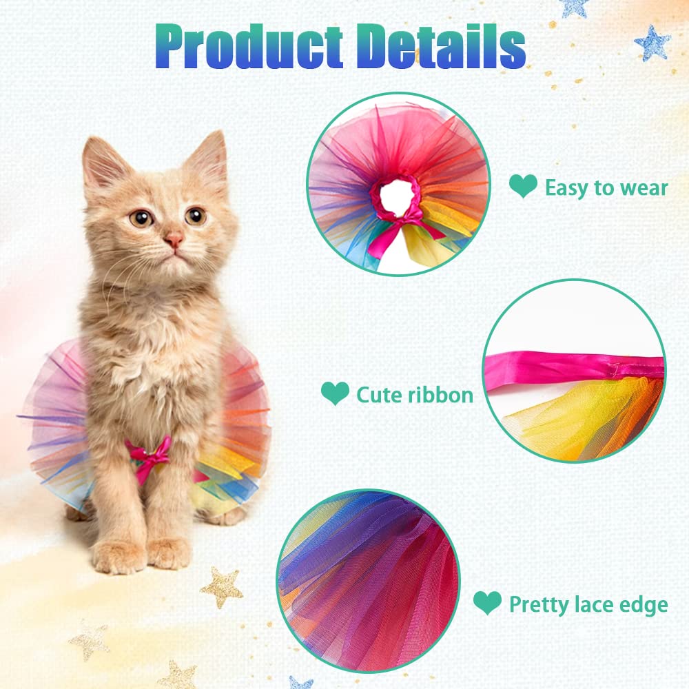 Rainbow Pet Costume for Small & Medium Dogs & Cats - Pride Princess Dress, Christmas Tutu, Fancy Multicolor Collar - Perfect for Birthday Parties, Pride Events & Holiday Celebrations (Large)