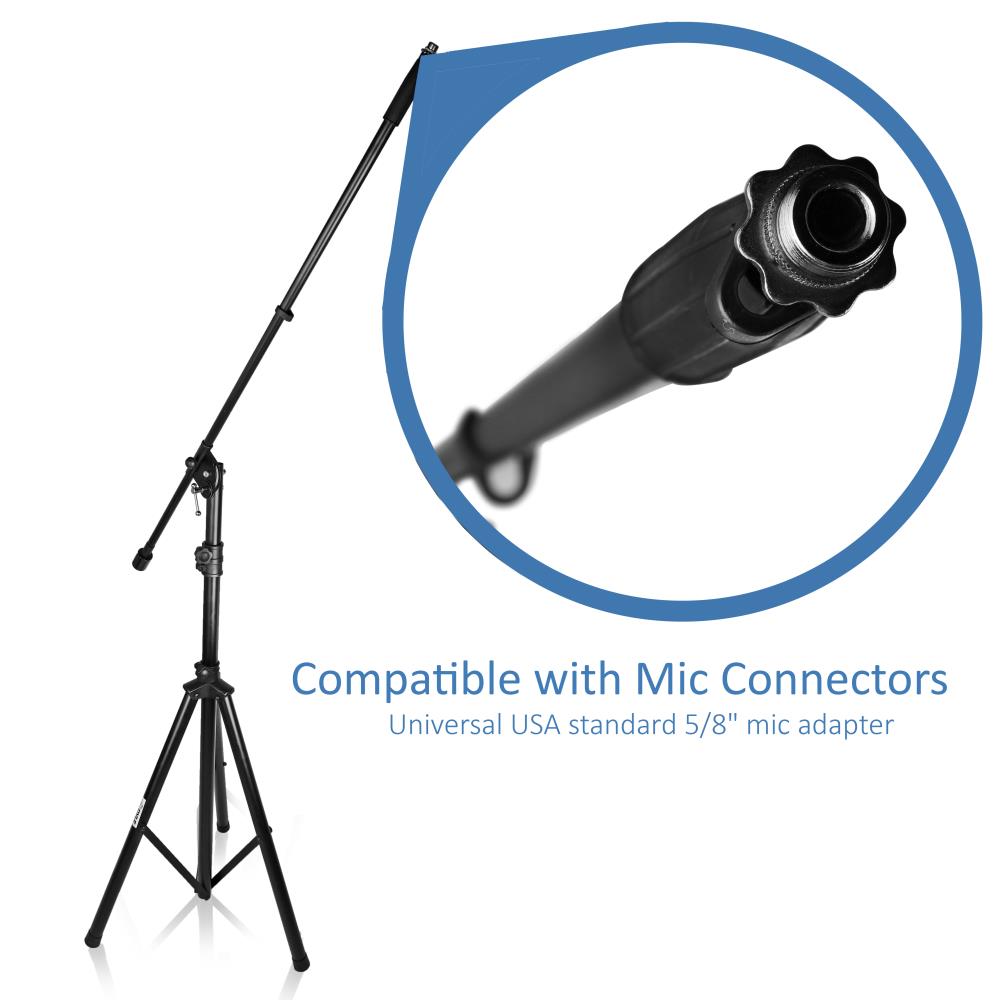 Professional Adjustable Microphone Tripod Boom Stand with Heavy Duty Base - Perfect for Podcasting, Streaming, and Studio Recording