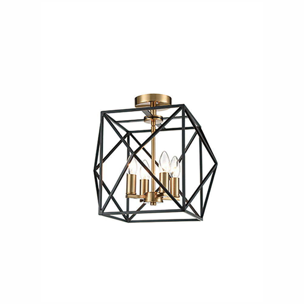 Angelo 4-Light LED Pendant Flush Mount Ceiling Light Fixture - Black & Gold Finish for Dining Room, Kitchen, or Bedroom Lighting