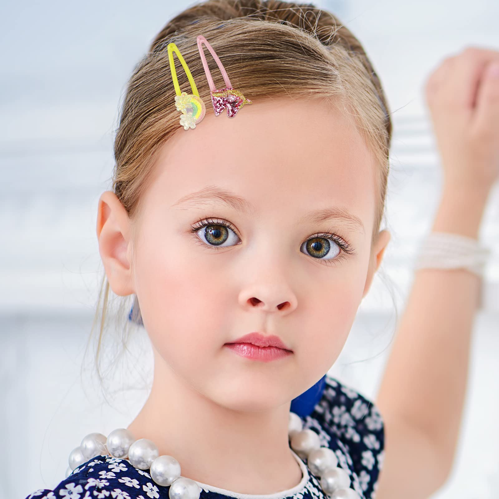 16Pcs Girls Hair Clips Set - Unicorn, Butterfly, Flower & Rabbit Hair Accessories for Toddlers & Kids | Sparkly Rainbow Hair Clips for Birthday Party, Gifts & Daily Wear