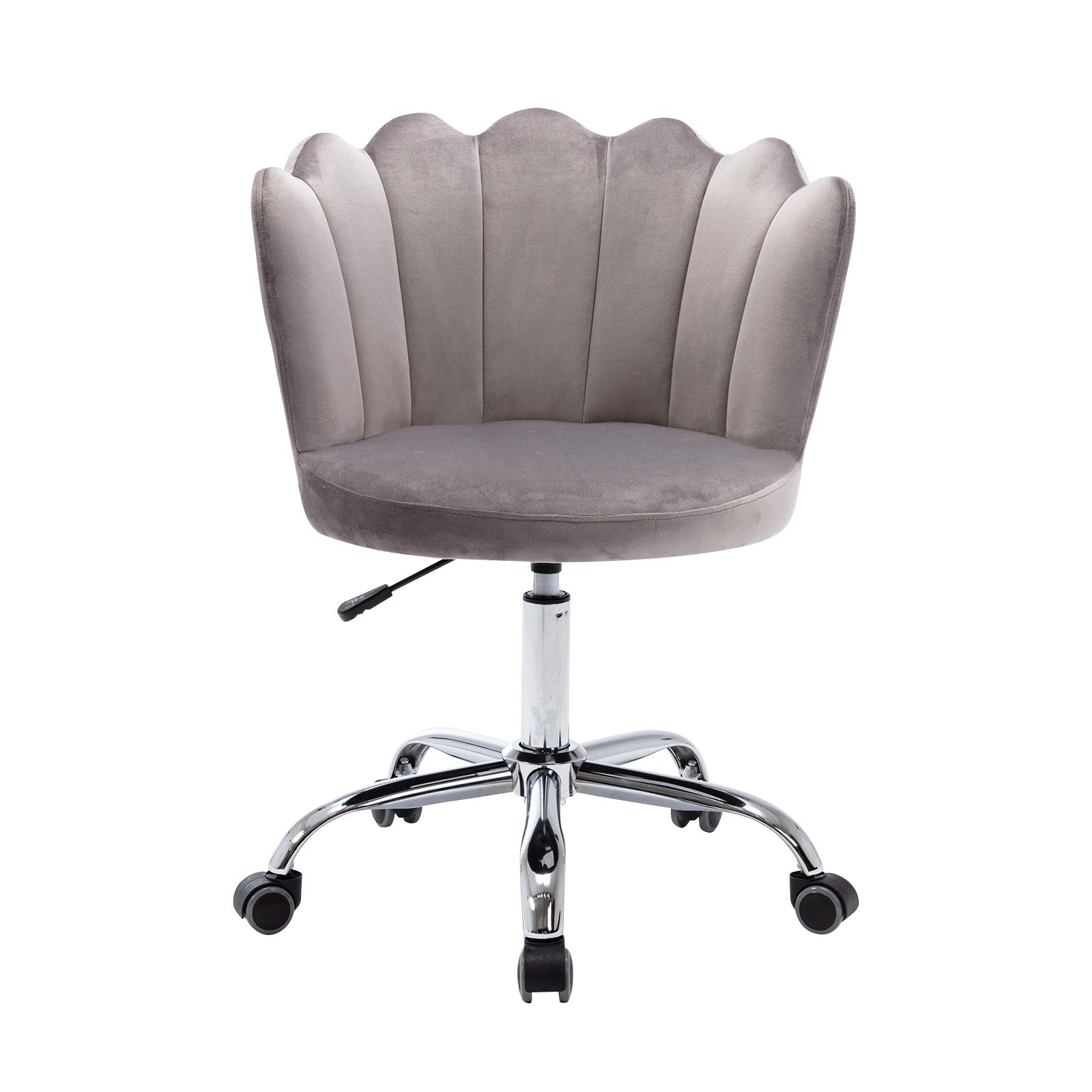 Modern Velvet Swivel Chair - Mid Century Upholstered Accent Chair with Adjustable Height, Velvet Desk Chair & Vanity Stool for Living Room, Bedroom, Home Office - Comfortable Leisure Armchair (Gray) | Perfect for Reading Nooks, Makeup Vanities & Small Space Decor