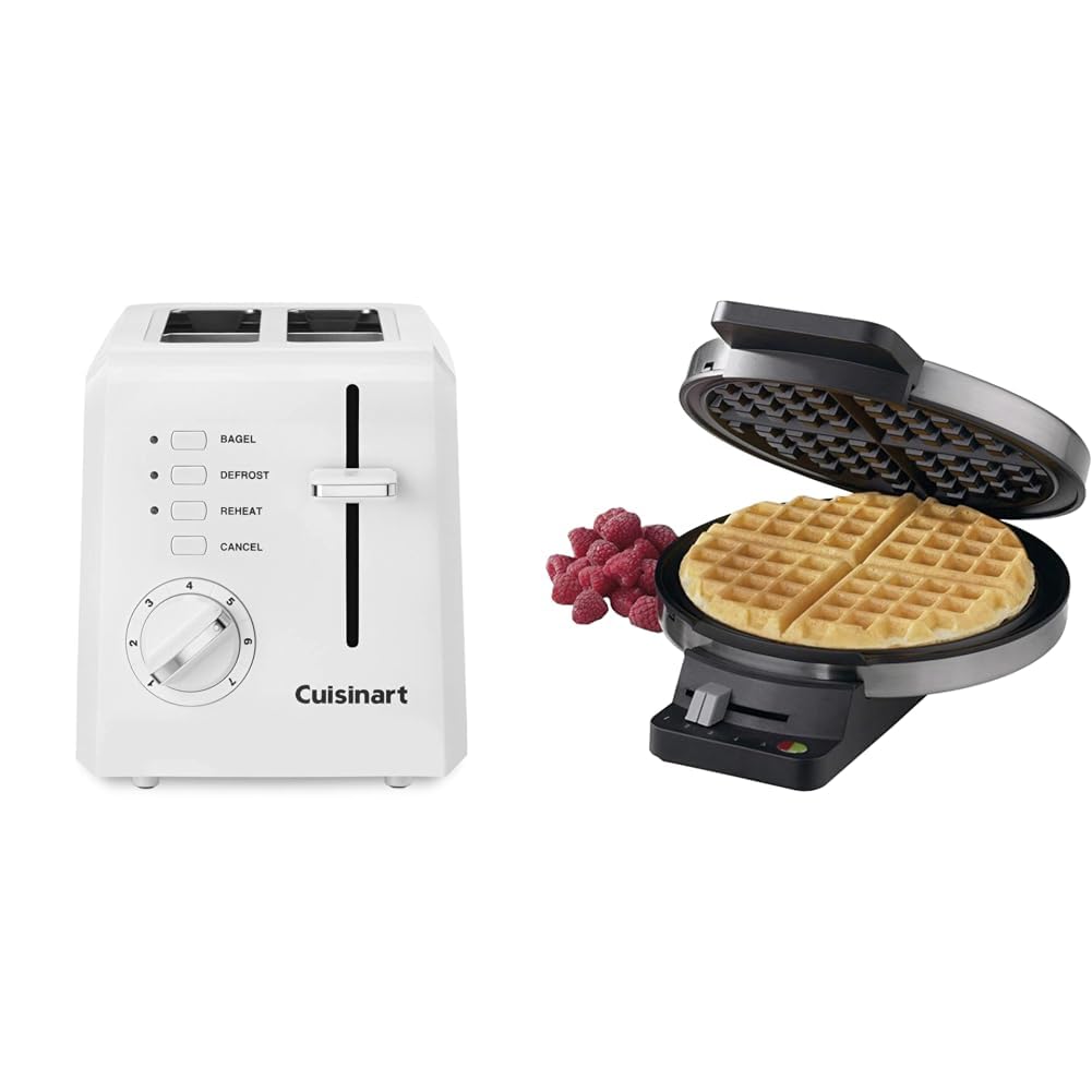 Cuisinart 2-Slice Toaster Oven & Stainless Steel Waffle Maker Combo Set - Perfect for Breakfast, Brunch & Small Kitchen Cooking