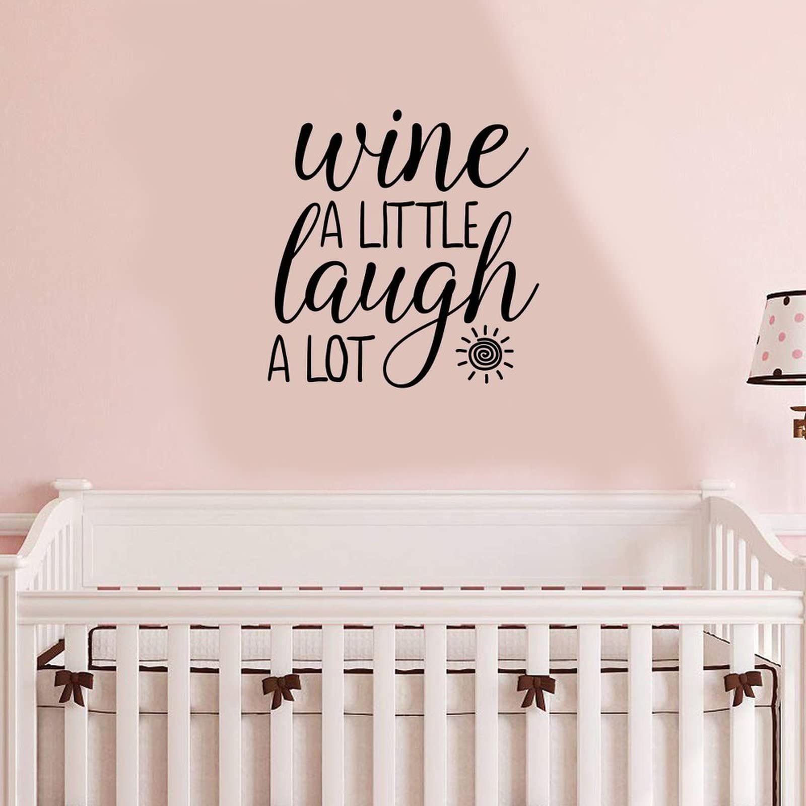 Motivational Quote Wall Decal Sticker - 'Wine A Little Laugh A Lot' Vinyl Art for Bedroom, Nursery, Kitchen, Bathroom & Dining Room Decor - Large 40 Inch Removable Home Decoration - Perfect for Housewarming Gifts & Party Wall Art