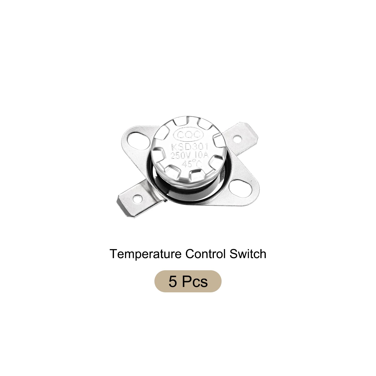 KSD301 45C NC Thermostat - Normally Closed Temperature Control Switch for Microwave Oven & Refrigerators | 90 Degree Angle | 5-Pack | Perfect for Home Appliance Repair and Temperature Regulation