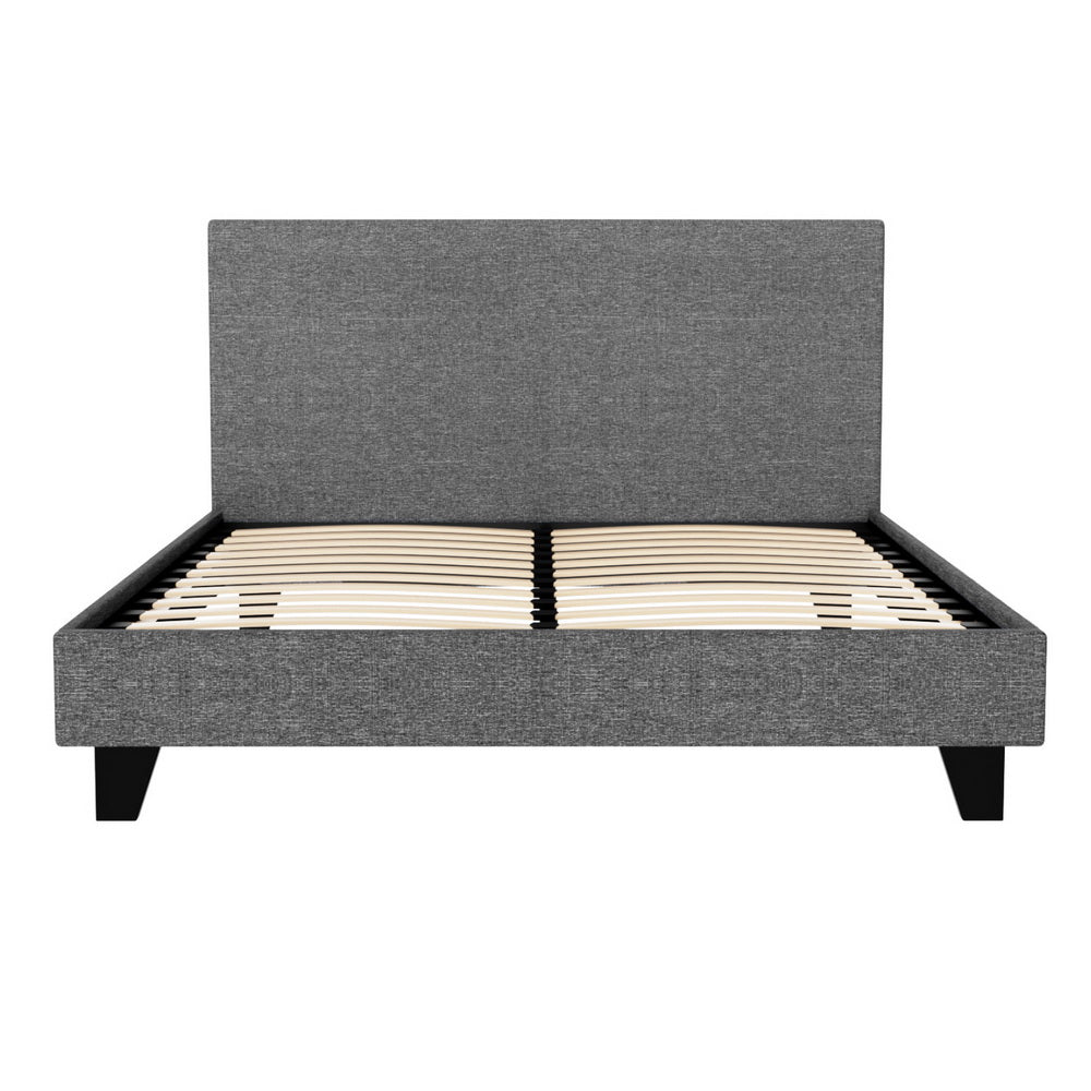 Coogee Modern Double Bed Frame with Headboard - Sturdy Grey Wooden Platform Bed for Bedroom, Guest Room, or Dorm | Easy Assembly & Space-Saving Design