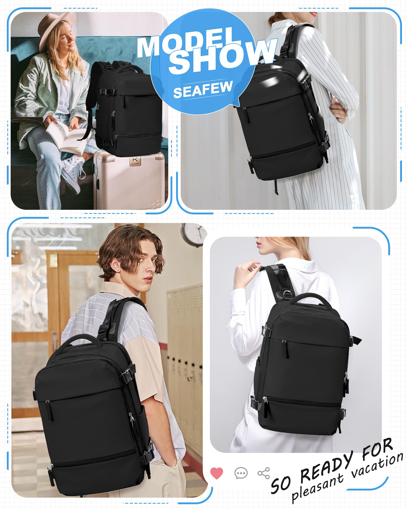 Waterproof Lightweight Gym Backpack for Women & Men - Expandable Shoe Compartment, Sports Travel Backpack for Workout, Dance, Hiking & Daily Use | Durable Casual Daypack & Gym Bag