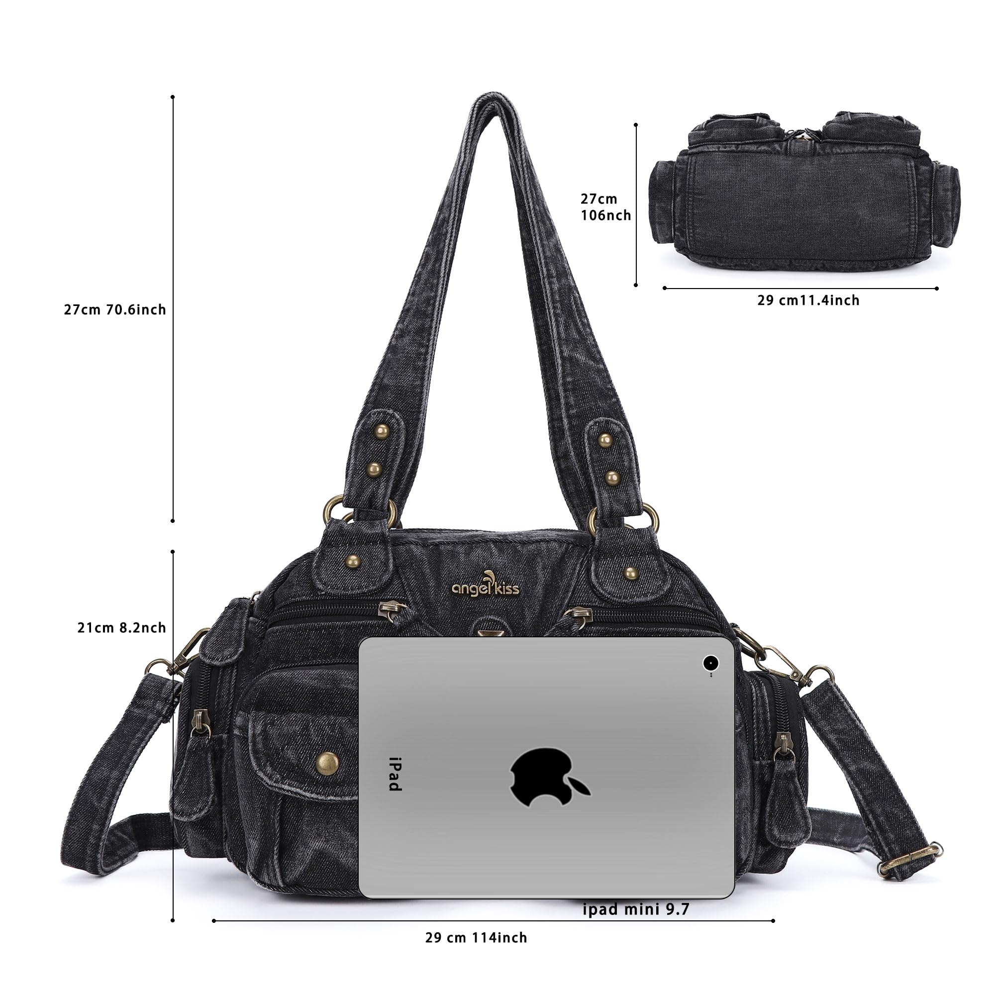 Angel Kiss Women's Soft Leather Hobo Crossbody Shoulder Bag with Multipocket & Removable Strap - Perfect for Work, Travel, and Everyday Use