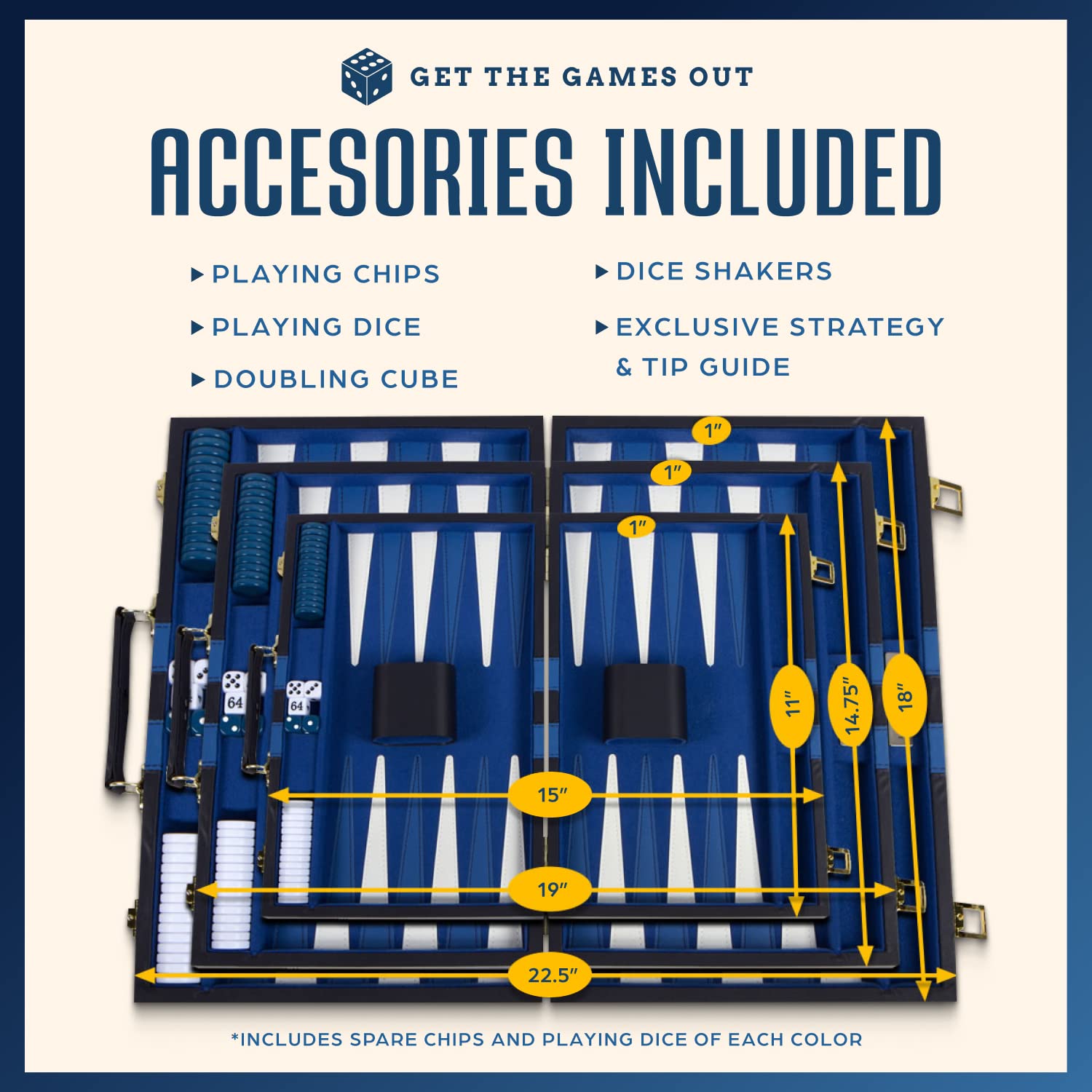 Premium Travel Backgammon Set - Compact Classic Board Game with Strategy Guide - Perfect for Camping, Beach & Family Game Nights (Blue, Small)