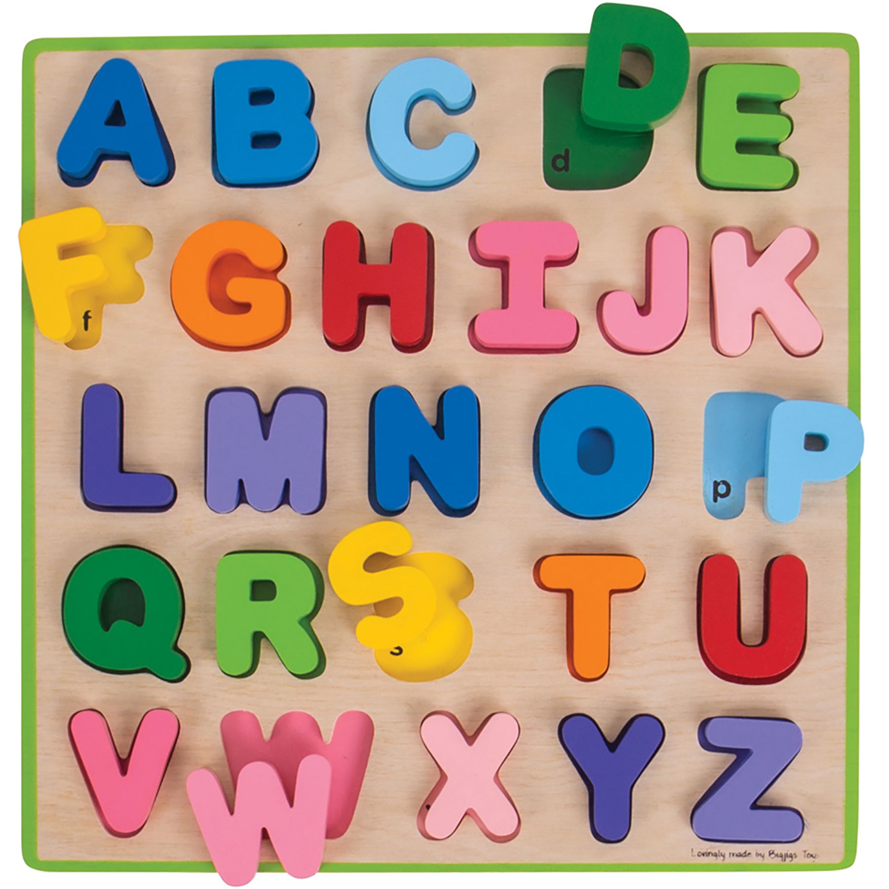 Bigjigs Toys Chunky Alphabet Puzzle - Uppercase ABC Learning Toy with Bright Colors for Toddlers & Preschoolers - Perfect for Early Childhood Education & Montessori Play