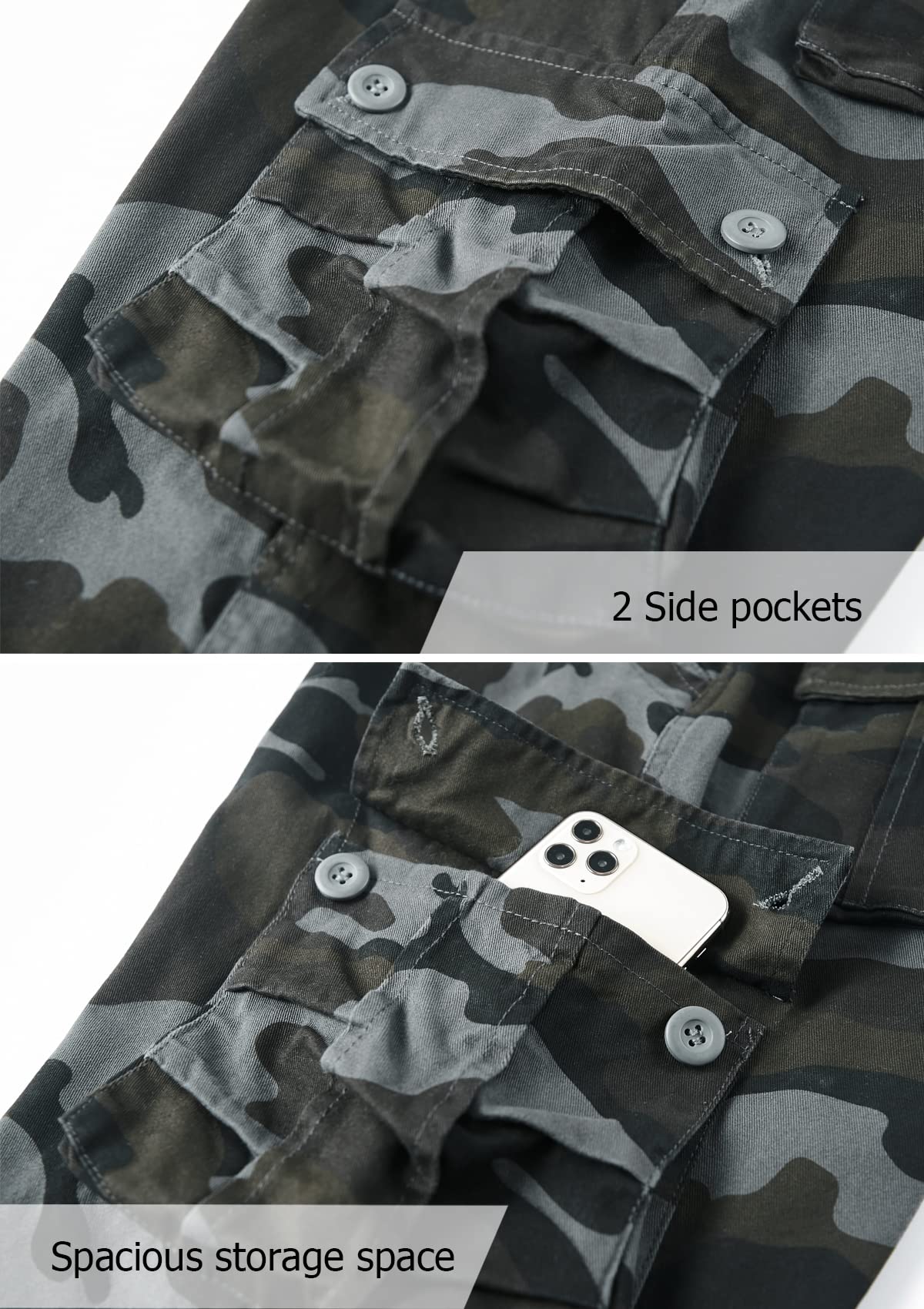 Vcansion Men's Cargo Shorts - Breathable Cotton Camouflage Shorts with Elastic Waist & Multiple Pockets | Perfect for Hiking, Camping, and Outdoor Adventures