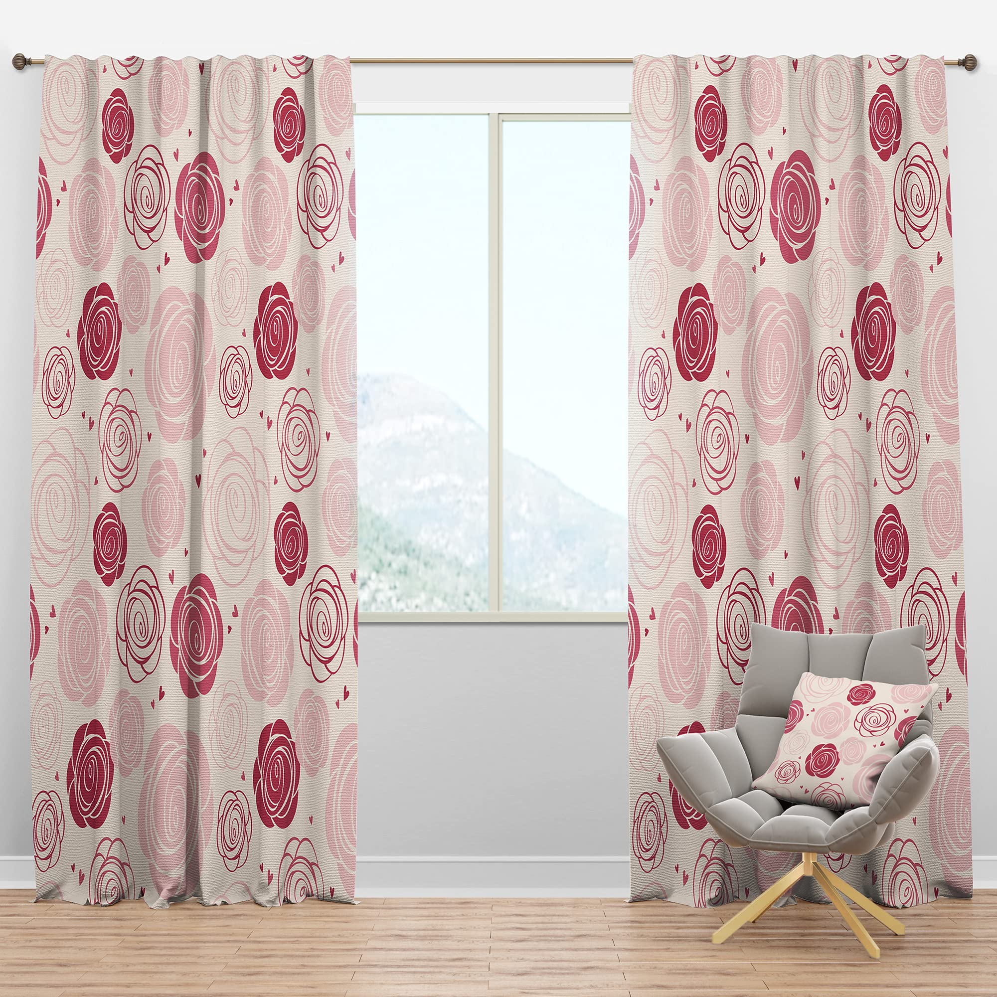 DesignQ Blackout Curtains 'Roses Pattern' - Thermal Insulated Single Panel (52x84 inches) - Bedroom & Living Room Window Drapes for Light Blocking, Privacy & Energy Efficiency - Perfect for Home Theater, Nursery & Shift Workers
