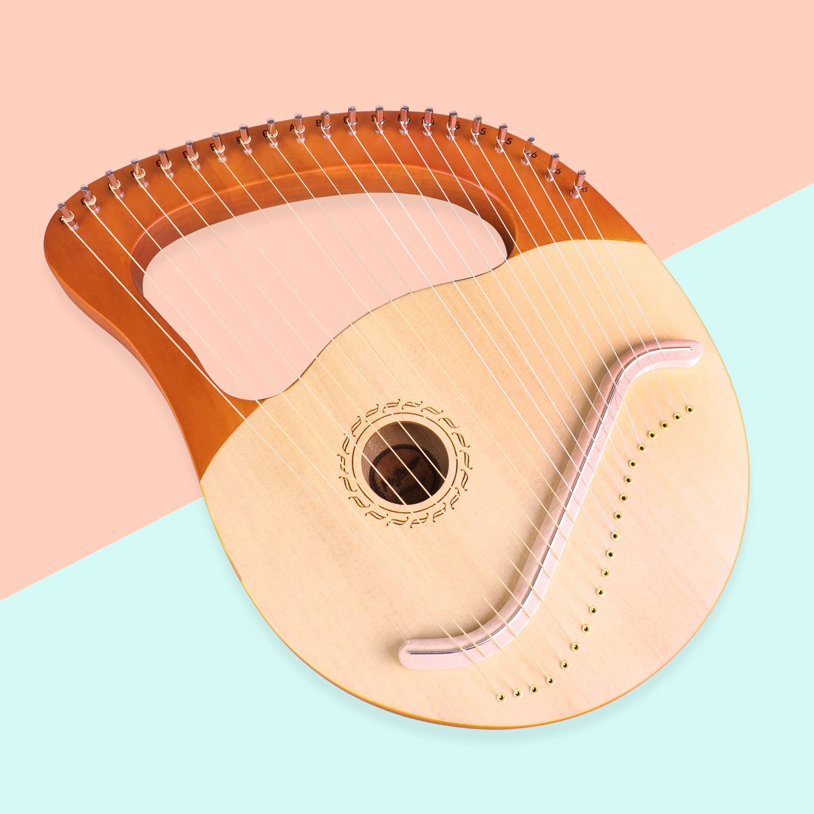 Mr.Power 21-String Lyre Harp with Tuning Wrench, Replacement Strings & Gig Bag - Natural Wood Musical Instrument for Beginners & Music Lovers | Perfect Gift for Friends, Home Decor, Meditation & Music Therapy
