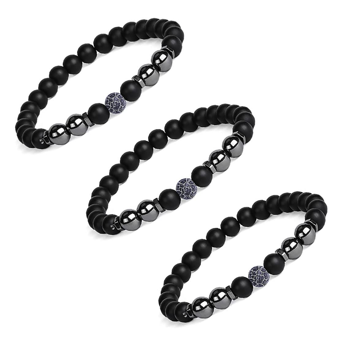 3PCS Black Obsidian Slimming Anklet Set - Adjustable Lymphatic Drainage Bracelet & Ankle Bracelet for Men & Women - Chakra Energy Protection Jewelry Gift for Wellness, Yoga & Meditation