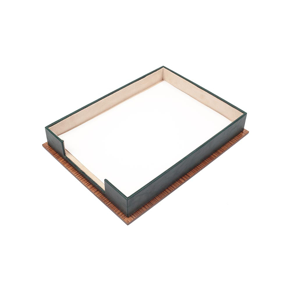 MOOG Star Wooden & Leather Document Tray - Elegant Desk Organizer for Office, Home & Workspace - Perfect for Files, Letters & Stationery Storage