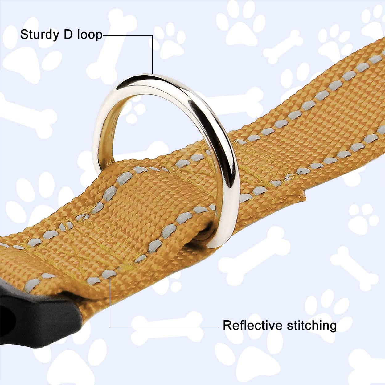 Reflective Nylon Dog Collar with Quick Release Buckle - Adjustable Puppy Collar for Small Dogs (Khaki, 5/8
