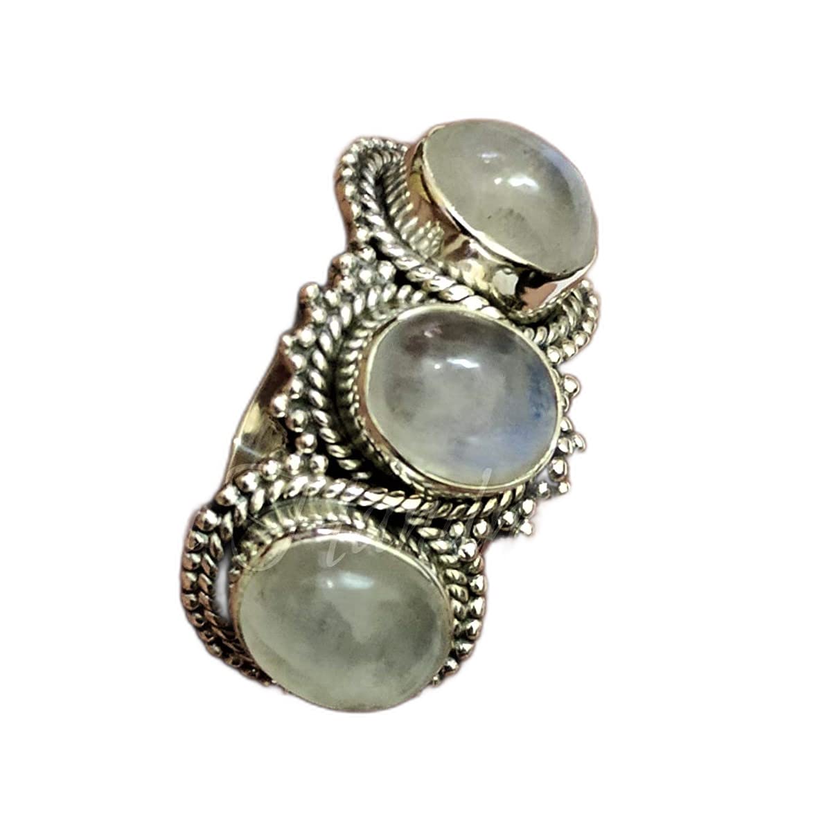 Moonstone Ring – June Birthstone Jewelry in Sterling Silver 925 | Handmade Boho Hippie Statement Ring | Delicate Moonstone Engagement & Promise Ring | Perfect Christmas Gift & Fine Jewelry for Women (Wedding, Anniversary, Birthday Gift Idea)