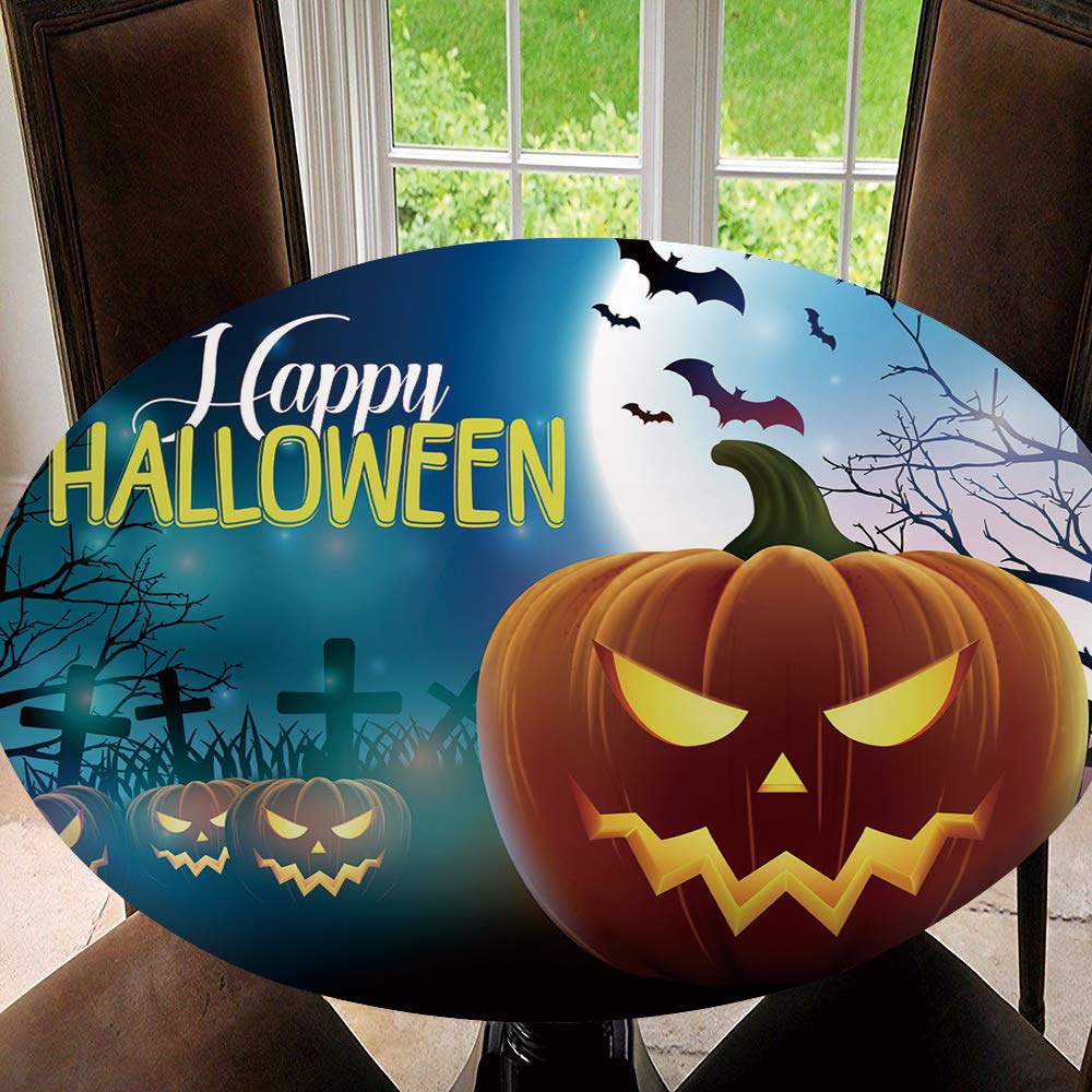 Waterproof Spillproof Outdoor Tablecloth - Halloween Scary Vector Design Polyester Table Cover for 51