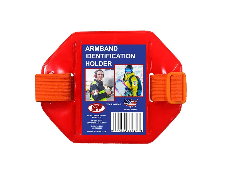 25 Pack Fluorescent Orange Armband Badge Holders with Adjustable Buckle - Fits 2 3/4