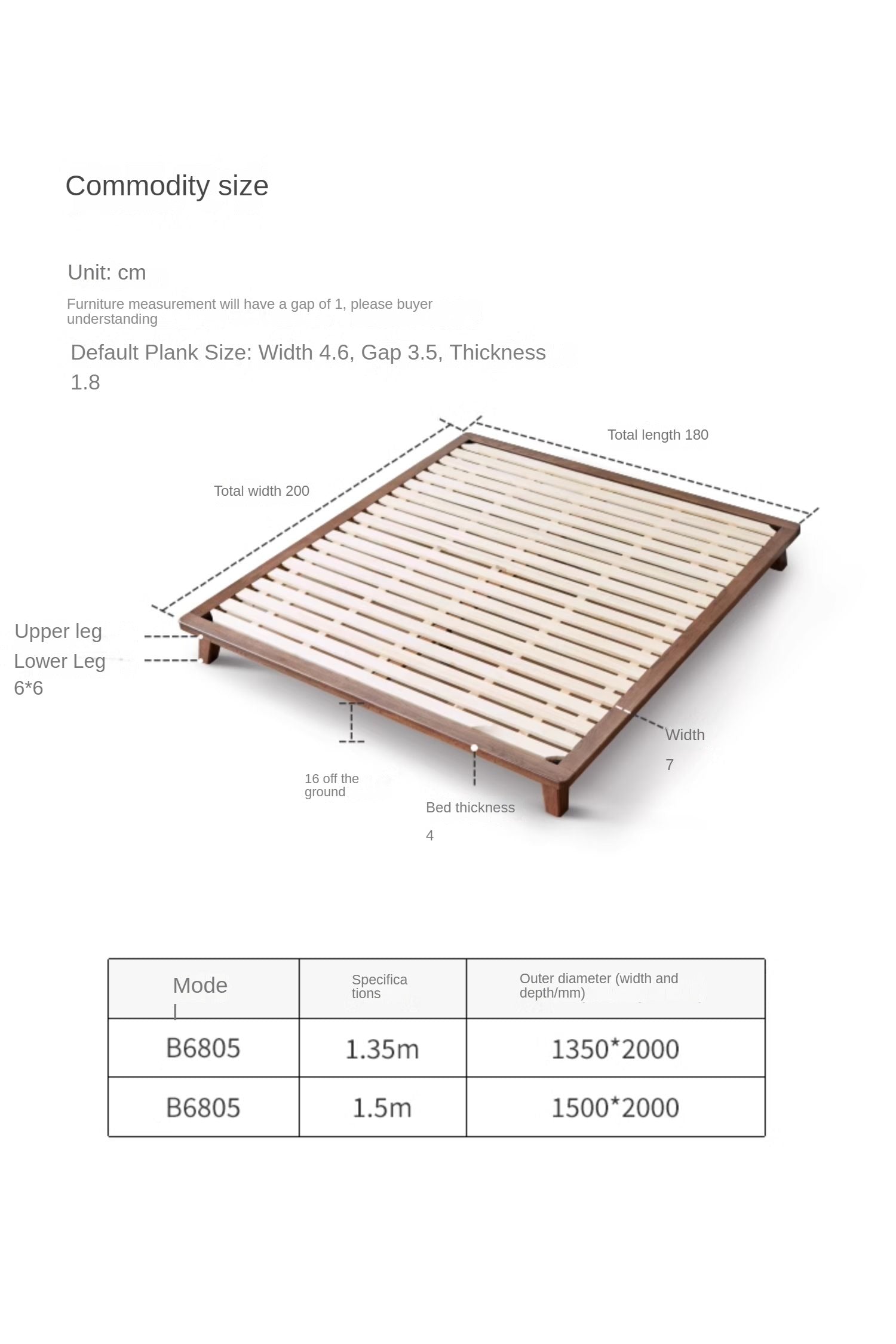 Oak Solid Wood Modern Platform Bed - Headboard Free, Minimalist Bed Frame for Bedroom, Guest Room & Studio Apartment | Durable & Stylish Design