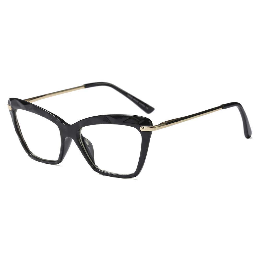 Women's Cat Eye Reading Glasses - Fashionable Crystal Eyewear Frame (Black, +1.5 Magnification) for Reading, Office Work & Stylish Accessories