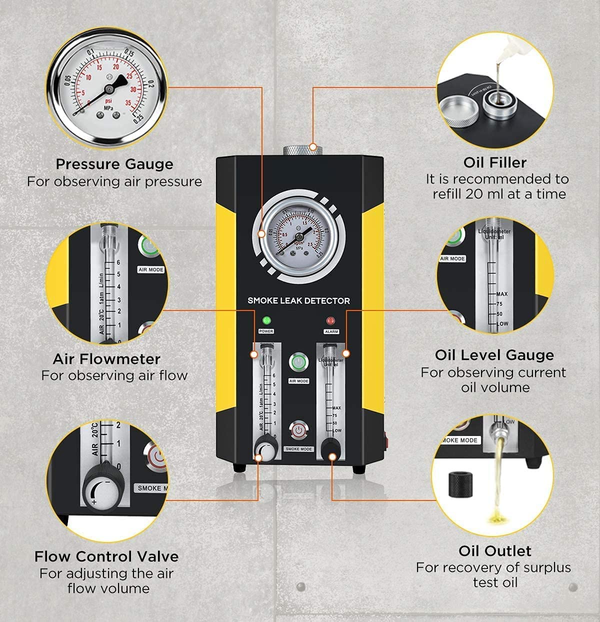 AUTOOL SDT206 12V Automotive Fuel Leak Detector - 2 Mode EVAP Leak Tester for Cars, Boats & Vehicles with Adjustable Flow Meter | Diagnose Fuel Line & Pipe System Leaks | Perfect for Mechanics & DIY Car Maintenance
