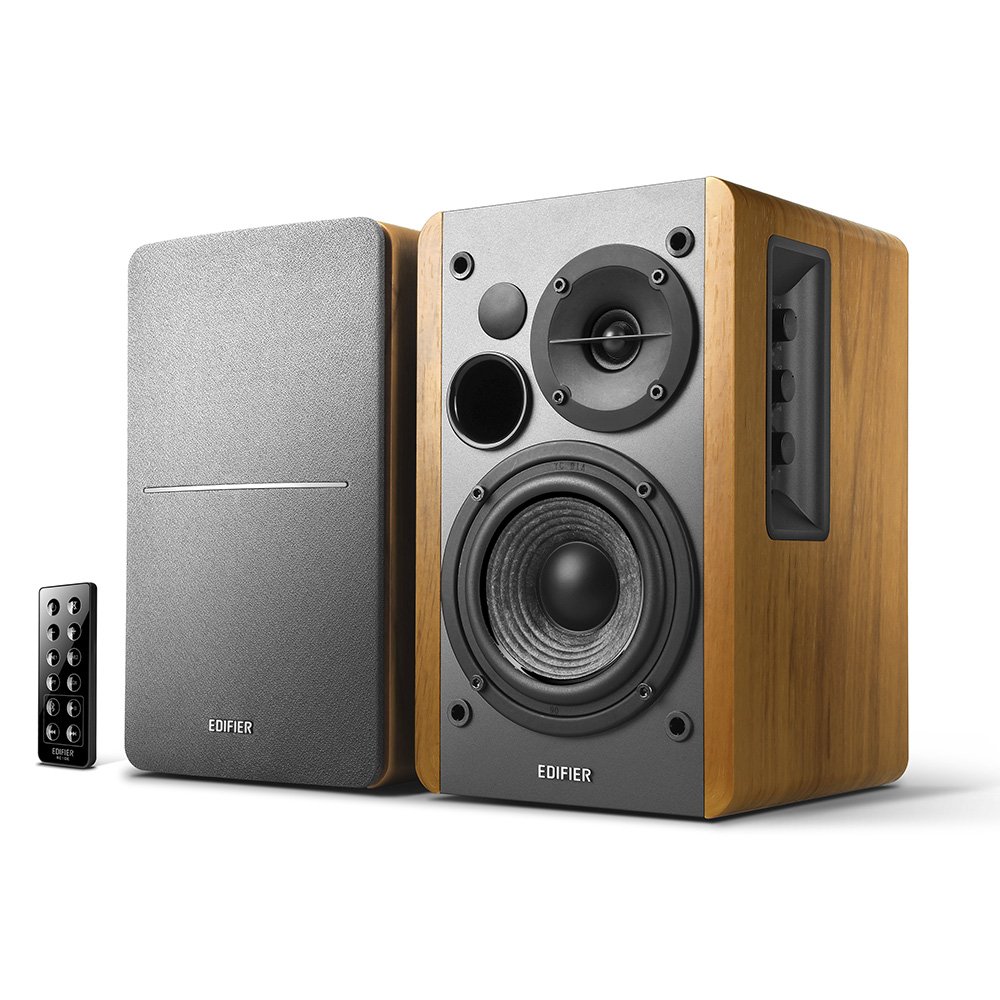Edifier R1280DB Powered Bluetooth Bookshelf Speakers with Optical Input - Wireless Studio Monitor Speakers - 4 Inch Near Field Speakers - 42W RMS (Wooden Finish) - Perfect for Home Audio, Gaming & Music Listening
