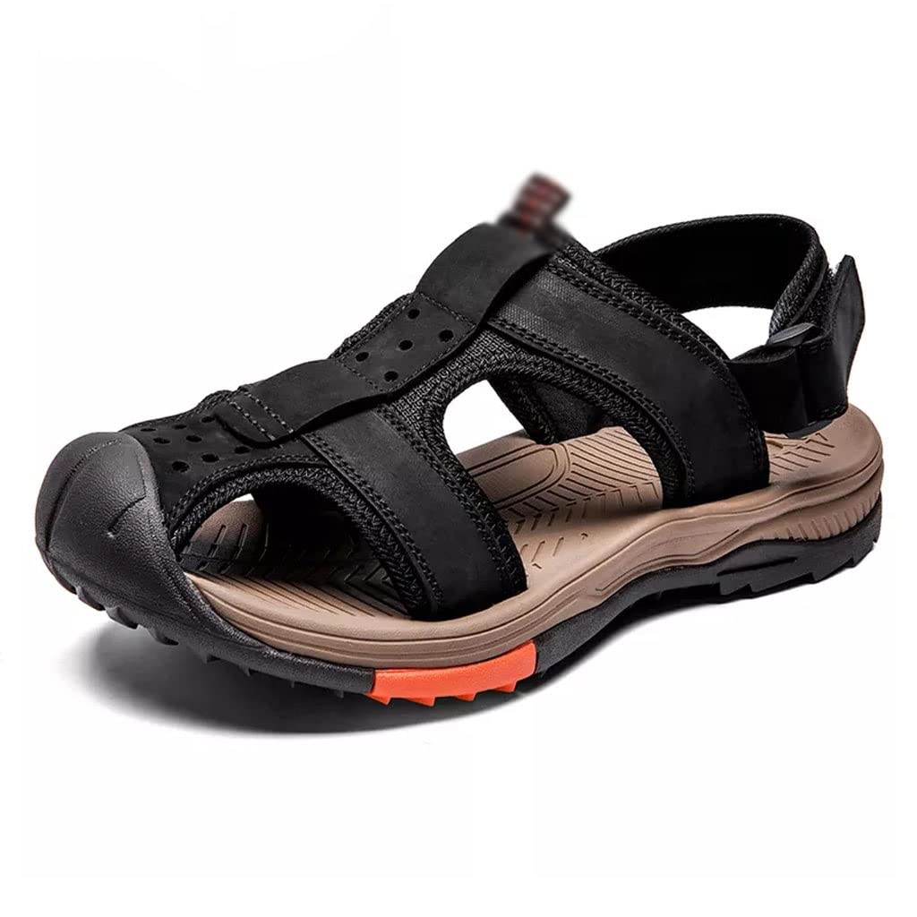 Premium Handmade Leather Men's Sandals - Breathable Summer Beach & Outdoor Sandals for Men - Comfortable Casual Walking Shoes (Black, Size 11.5) - Perfect for Beach Vacations, Poolside Lounging & Backyard BBQs
