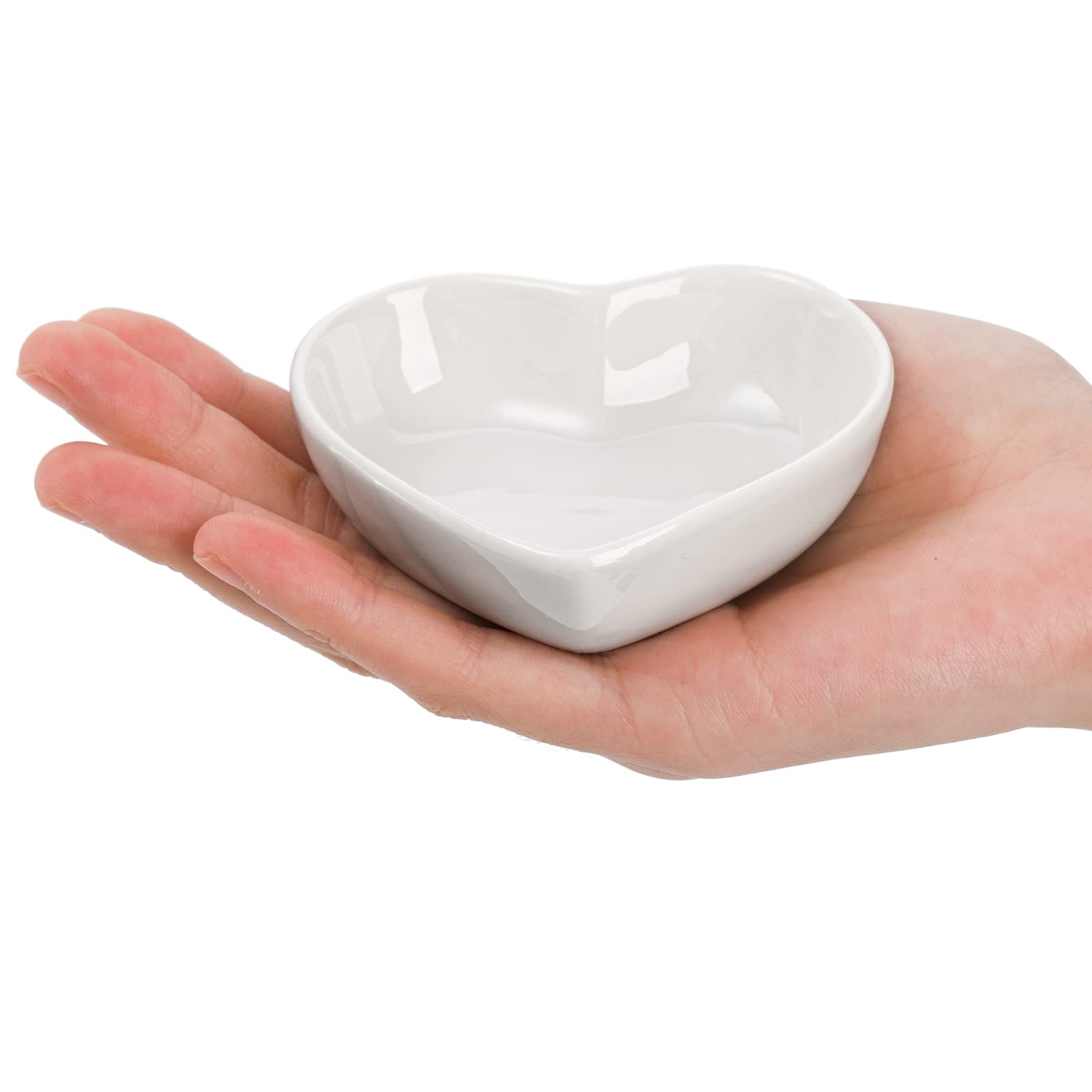 24 Pack White Heart-Shaped Porcelain Sauce Dishes - 1.5Oz Ceramic Dip Bowls, Appetizer Plates & Candle Holders for Parties, Weddings & Home Decor