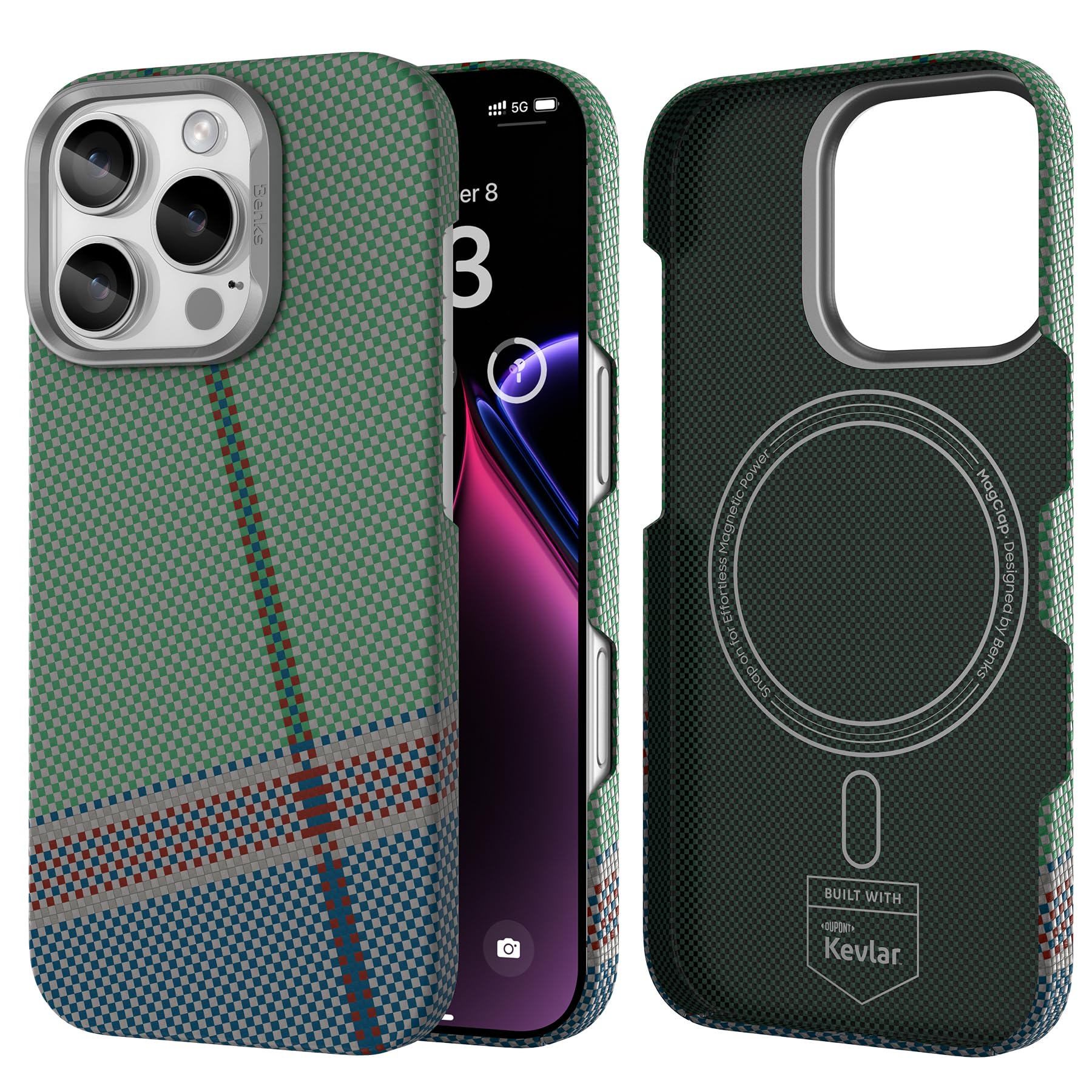 BENKS iPhone 16 Pro Case with MagSafe Compatibility - Kevlar 600D Aramid Fiber Slim Protective Cover for iPhone 16 Pro | Ultra Lightweight Minimalist Design | Perfect for Daily Use, Travel & Outdoor Activities