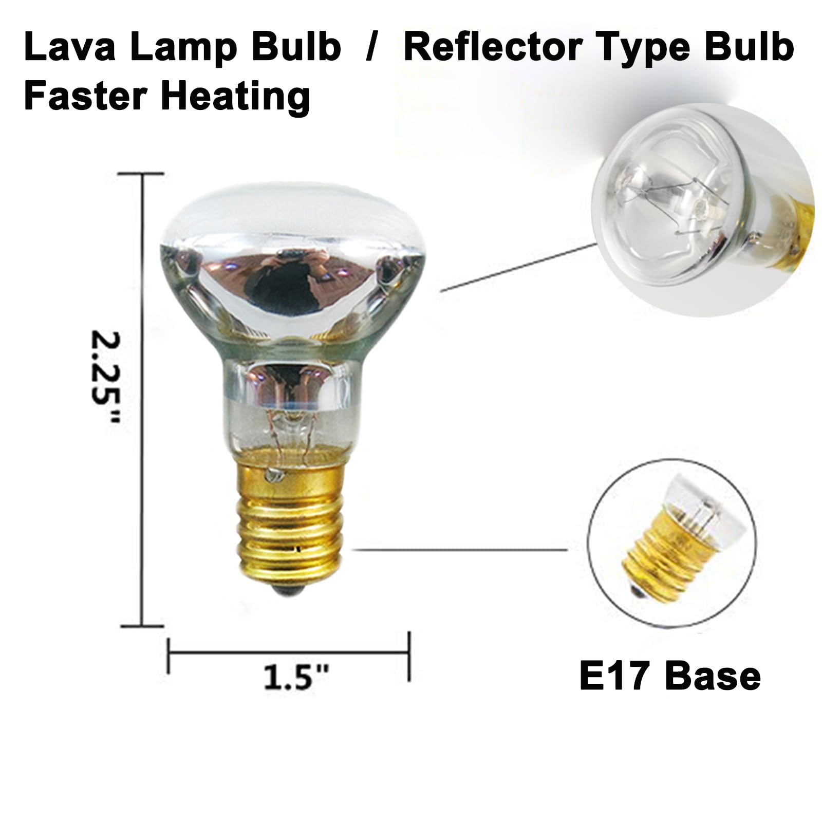 4 Pack 30W E17 R39 Lava Lamp Replacement Bulbs - Dimmable 120V Warm White (2700K) with High-Output Heat for Lava Lamps & Glitter Lamps | Perfect for Home Decor, Mood Lighting, and Relaxation Spaces
