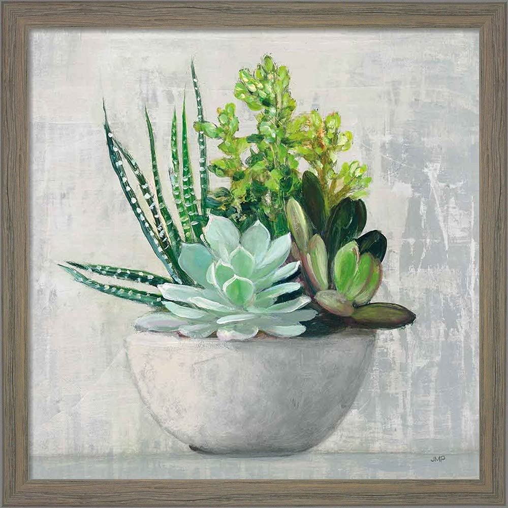 Succulent Still Life II Framed Art Print by Julia Purinton - 13x13 Inches Wall Decor for Living Room, Bedroom & Office