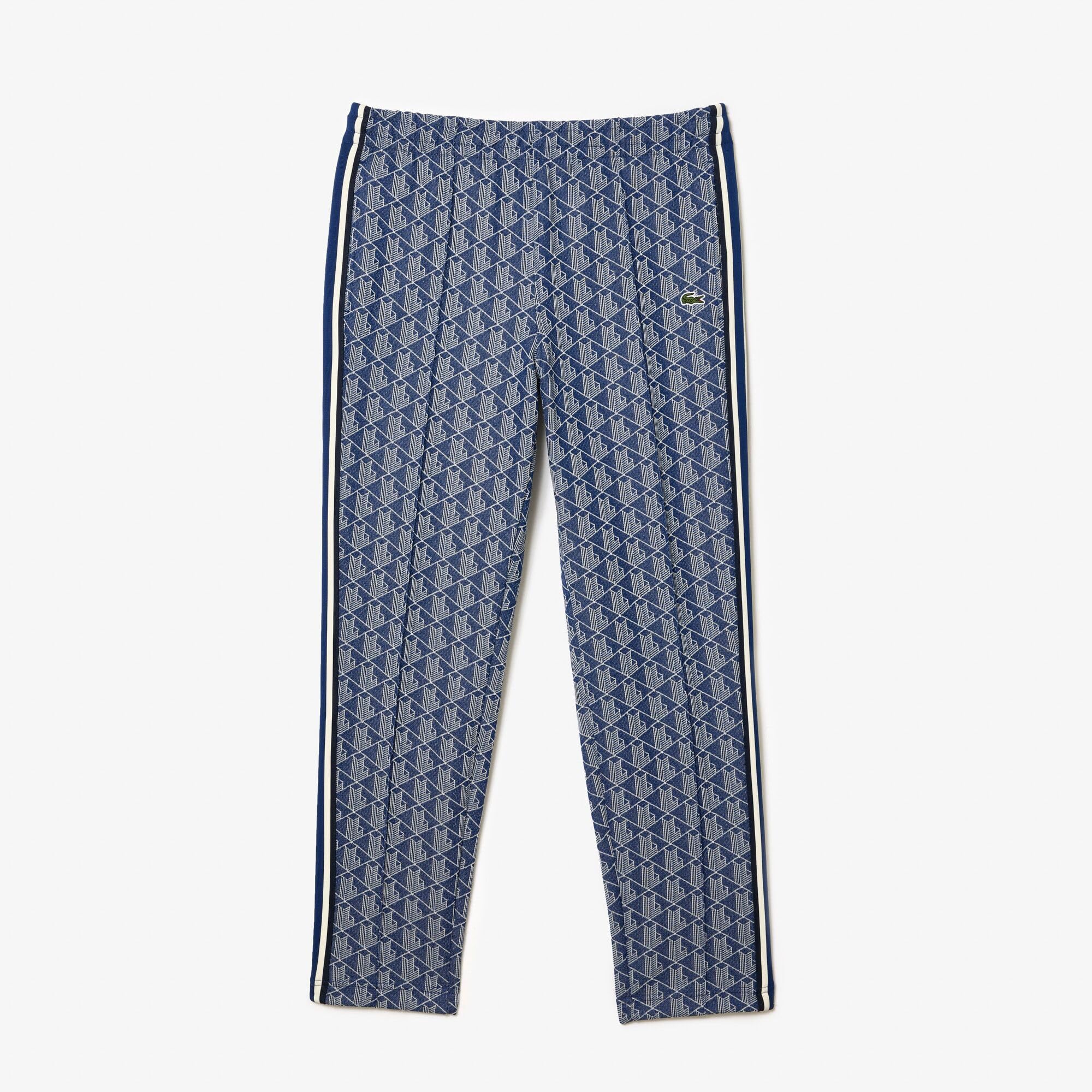 Lacoste Men's Monogram Print Casual Pants - Comfortable Slim Fit Trousers for Work, Travel & Everyday Wear