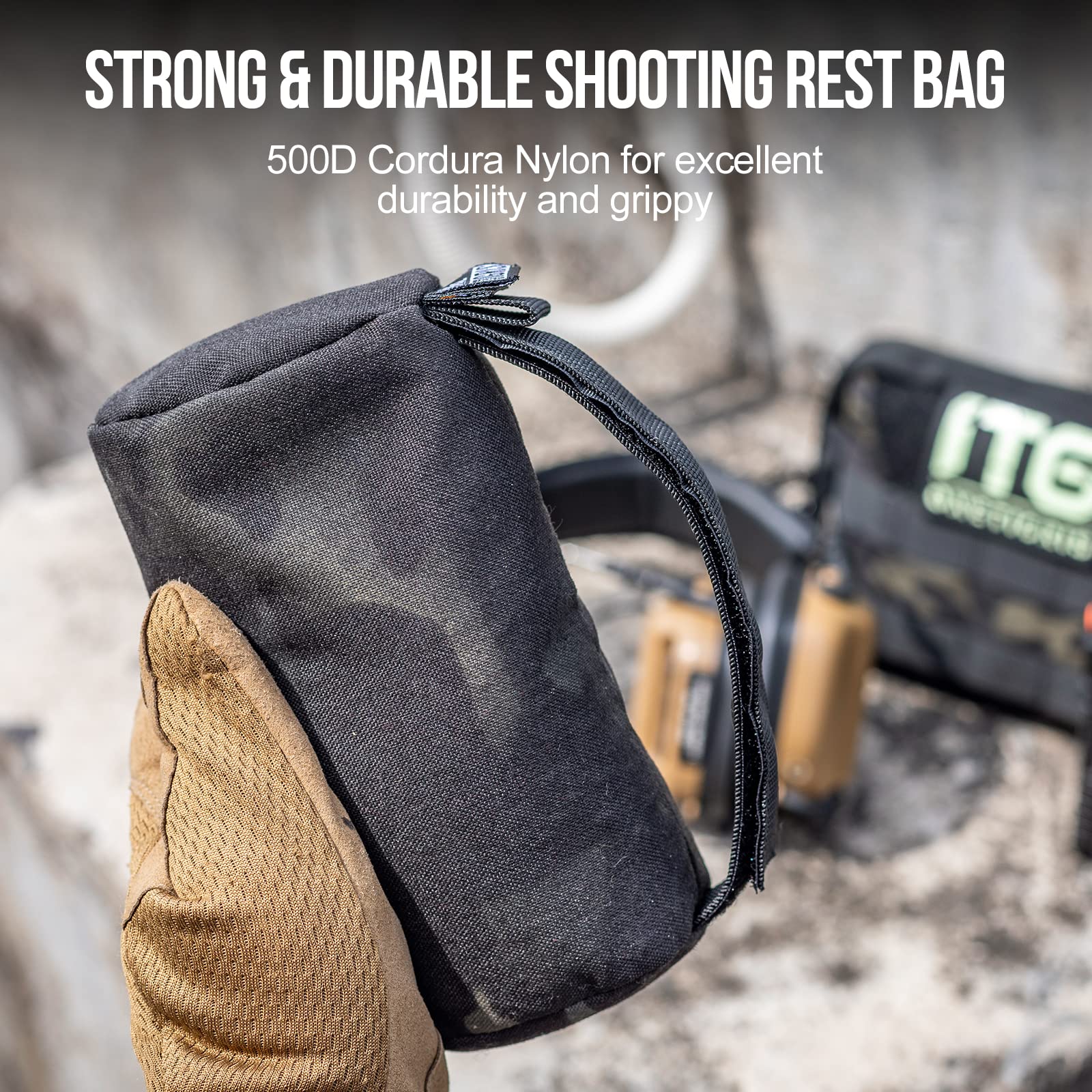 OneTigris Pre-Filled Shooting Rest Bag - Front & Rear Gun Support Sand Bag Stand for Rifle Shooting, Hunting & Range Practice | Durable Outdoor Shooting Accessories for Bench Rest, Target Practice & Field Use