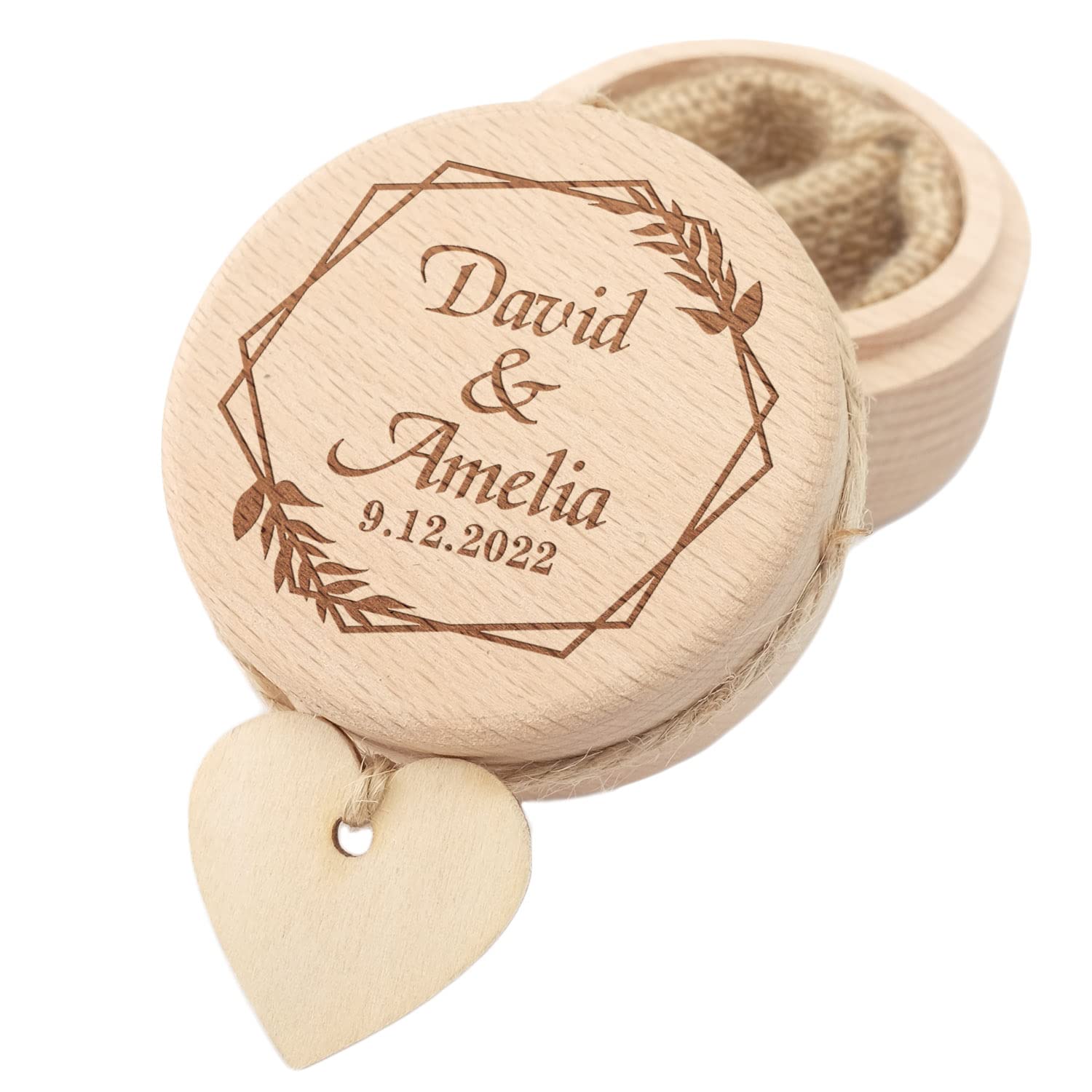 Personalized Wedding Ring Box - Custom Engraved Wood Ring Bearer Box for Proposal & Engagement Gift with Name & Date - Perfect for Wedding Ceremonies, Vow Renewals & Romantic Surprises