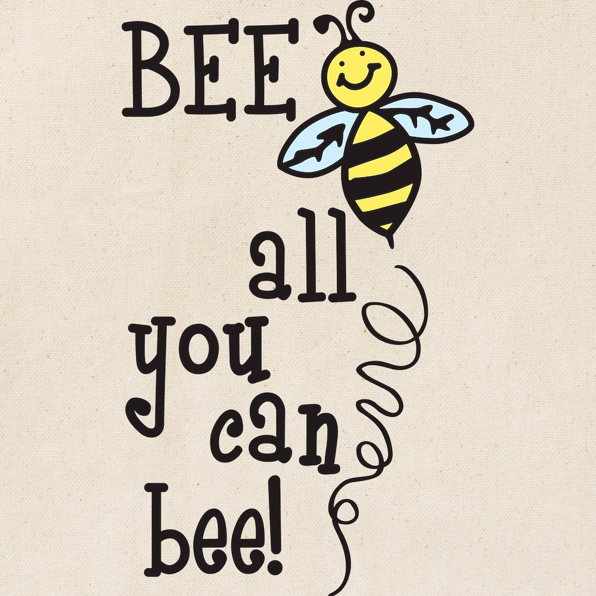 All You Can Bee Tote Bag - Natural Canvas Reusable Shopping Bag for Groceries, Beach & Farmers Market | Eco-Friendly Cotton Tote with Bee Design