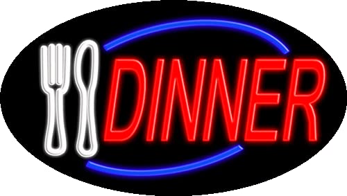 Vintage Glass Neon Sign for Dinner - Handmade in USA | Perfect for Restaurants, Bars & Home Decor