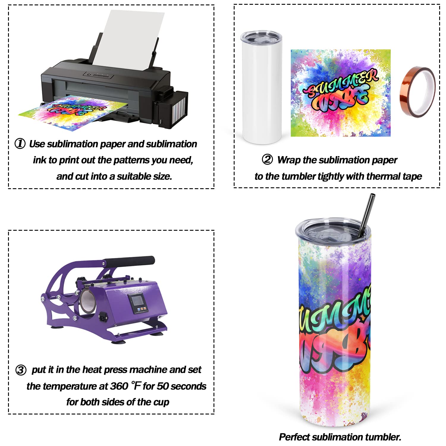 50 Pack 20 oz Skinny Straight Stainless Steel Sublimation Tumblers - White Sublimation Blanks for DIY Crafts, Bulk Tumbler Cups Individually Boxed | Perfect for Custom Gifts, Promotional Events & Personalized Drinkware