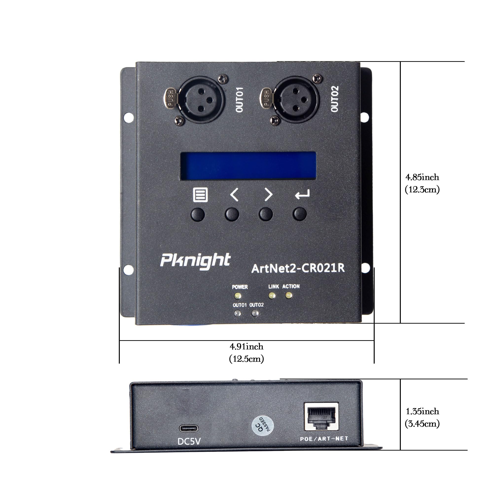 ArtNet DMX 1024 Ethernet Lighting Controller - 2 Universe, Truss Mountable, PoE Powered (CR021R) for Stage Lighting & Architectural Control
