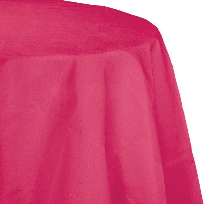 12-Pack Bulk Hot Magenta Round Paper Table Covers - 82 Inch Disposable Party Tablecloths for Birthday, Wedding & Holiday Decorations