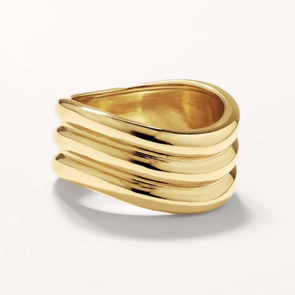 14K Gold Triple Wave Stackable Ring Set - Elegant Boho Jewelry for Women, Perfect for Everyday Wear, Layering & Special Occasions