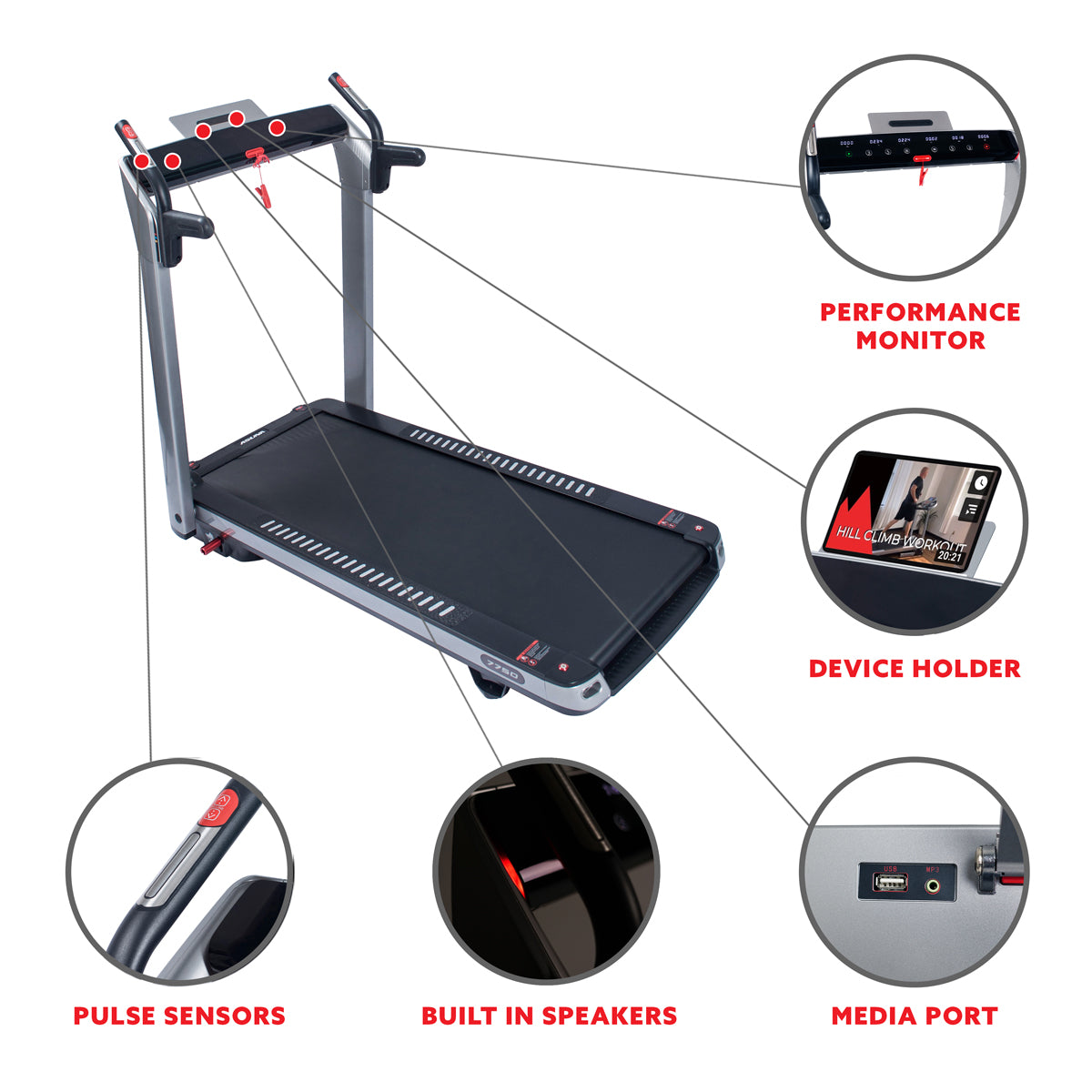 SpaceFlex Foldable Running Treadmill with Auto Incline - Wide Deck Home Gym Equipment for Cardio Workouts & Indoor Fitness Training