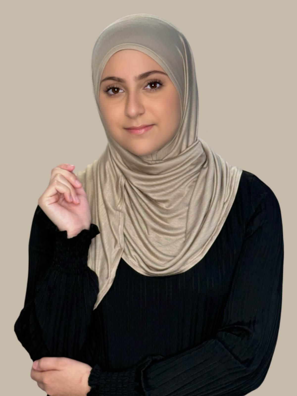 Modish Girl Pre Sewn Jersey Hijab Vanilla - Soft & Comfortable Muslim Headscarf for Women - Perfect for Daily Wear, Work, and Prayer
