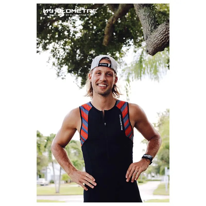 Men's Triathlon Suit Sleeveless - Triathlon Race Suit for Swim Bike Run | Lightweight Quick-Dry Skinsuit for Competitive Training & Ironman Events