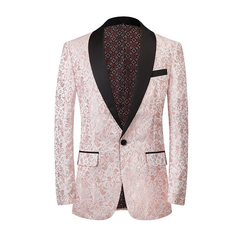 Men's 2-Piece Floral Suit Set - Slim Fit Jacquard Blazer & Pants with Shawl Lapel | Formal Wedding, Business Attire & Special Occasion Outfit