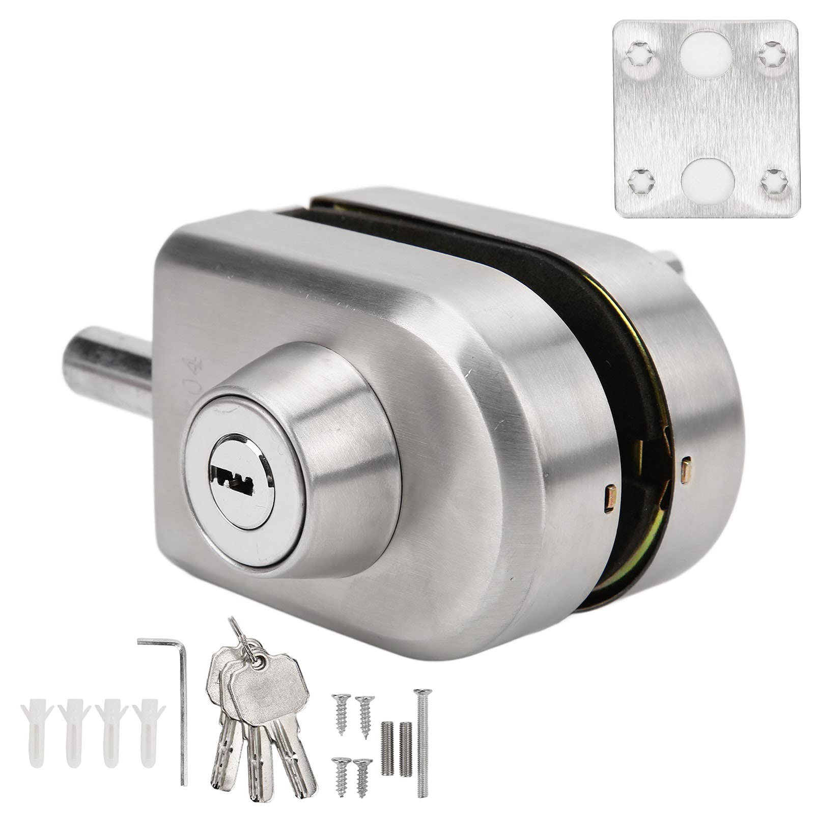 Stainless Steel Push Sliding Gate Lock - Corrosion Resistant, Anti-Theft, Anti-Pry with Foam Pad for 10-12mm Glass Doors | Secure Your Home, Office, or Commercial Space
